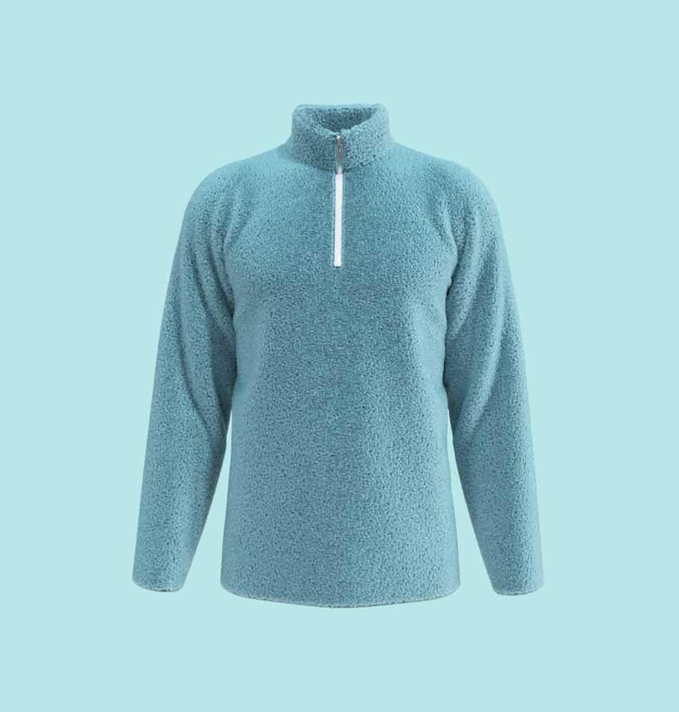 Blue fleece mock turtleneck sweater