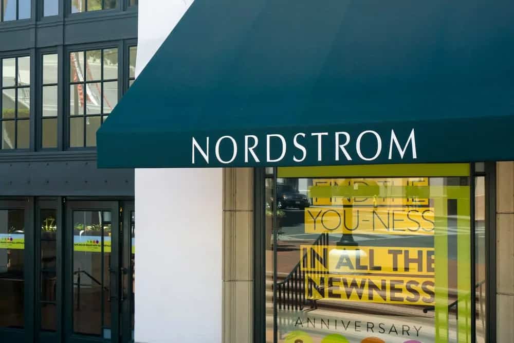 Nordstrome store with the name printed on the front door roof.