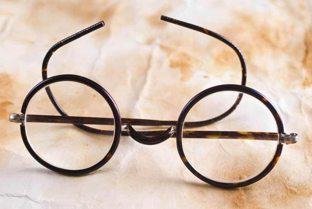 An antique pair of eyeglasses.