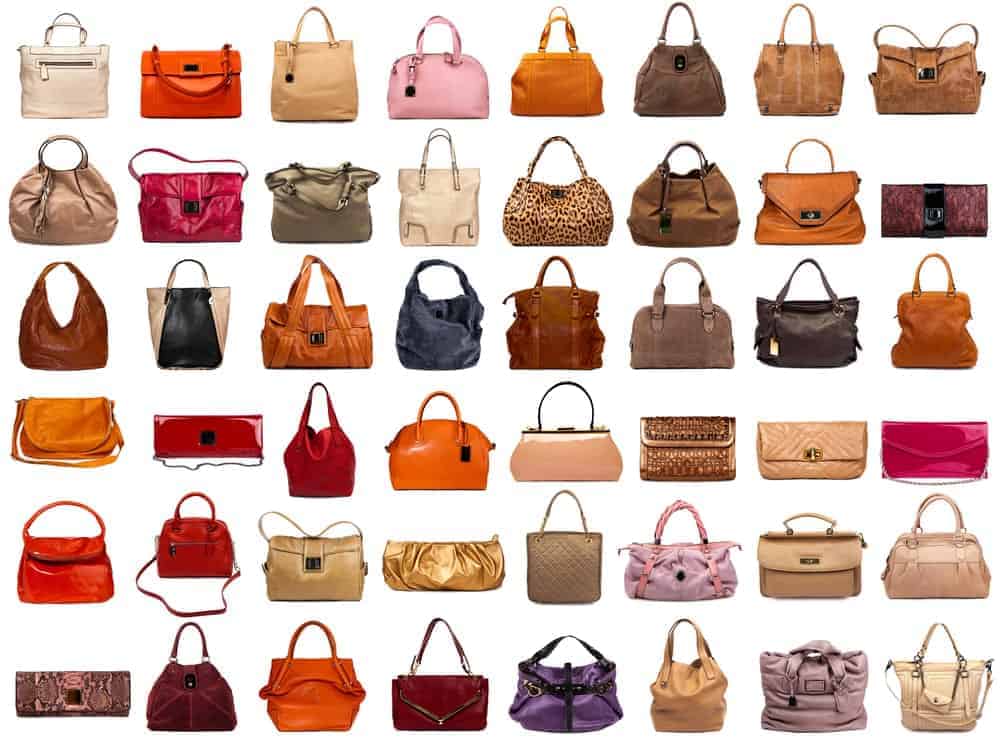 A collection of female handbags