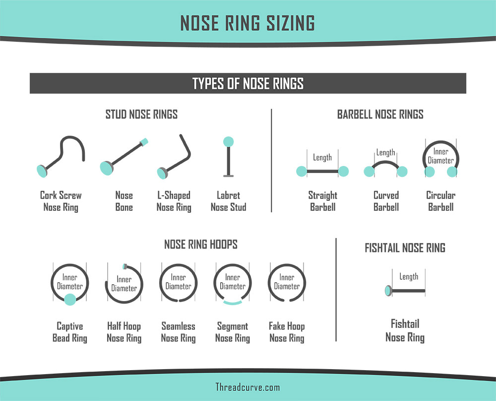 Types of nose rings chart