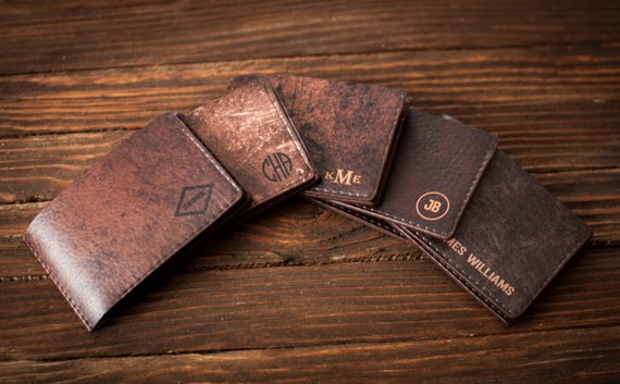 Brown leather wallets for men.