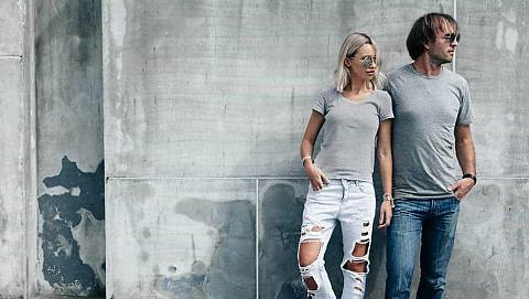 Man and woman wearing jeans