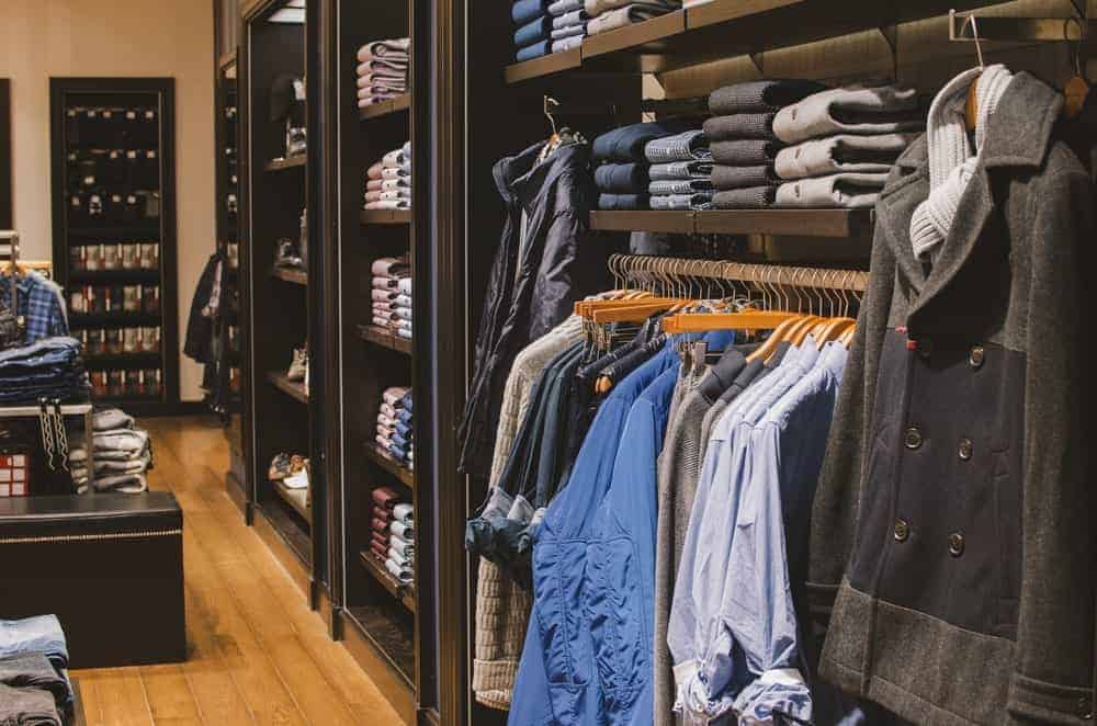 Interior of a clothing store for men.