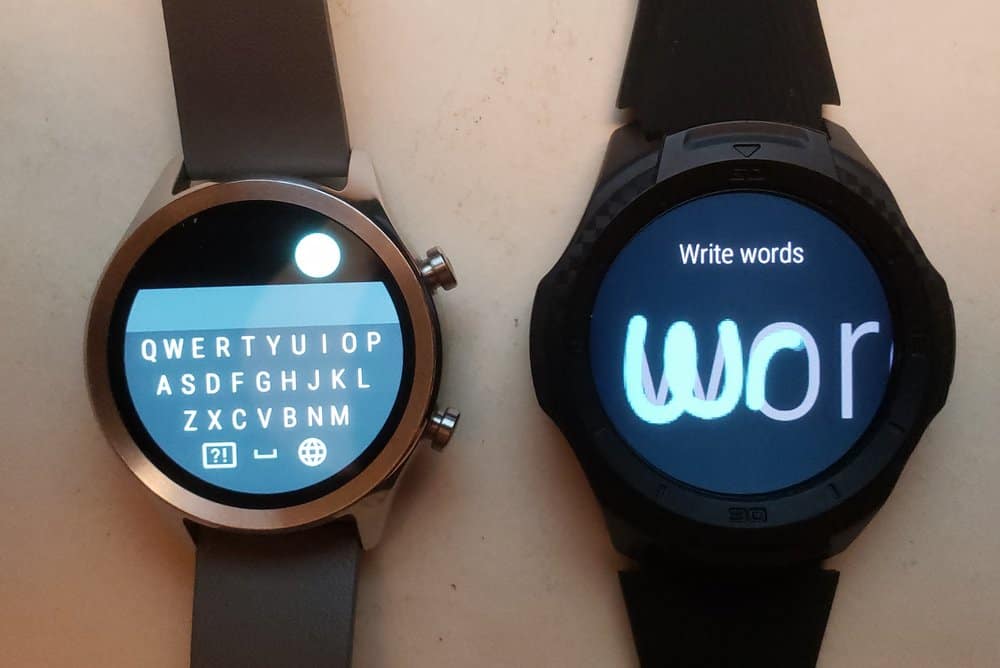 Ticwatch C2 vs Ticwatch S2 keyboard hand write words