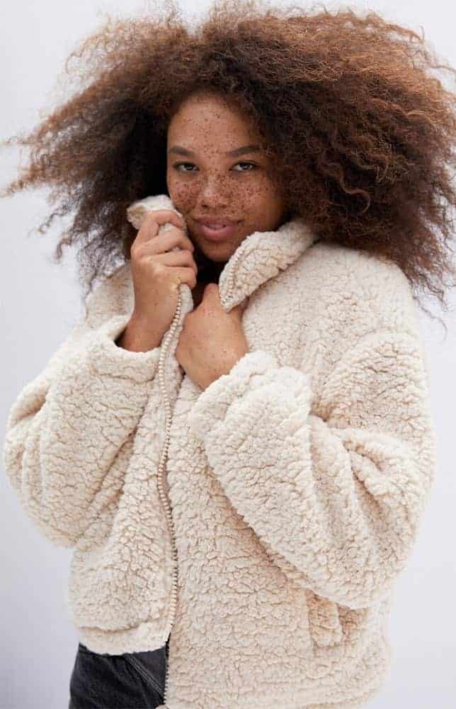 The ivory cozy sherpa jacket from Pacsun.