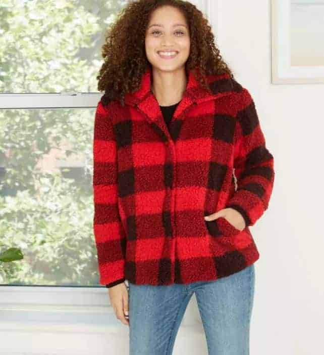 Women's Plaid Long Sleeve Jacket from Target.