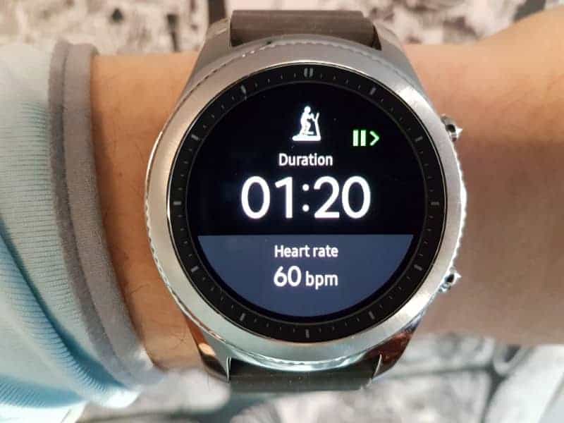 Samsung Gear S3 exercise timer and monitor.