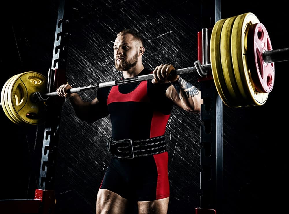 A weightlifter wearing an athletic belt.