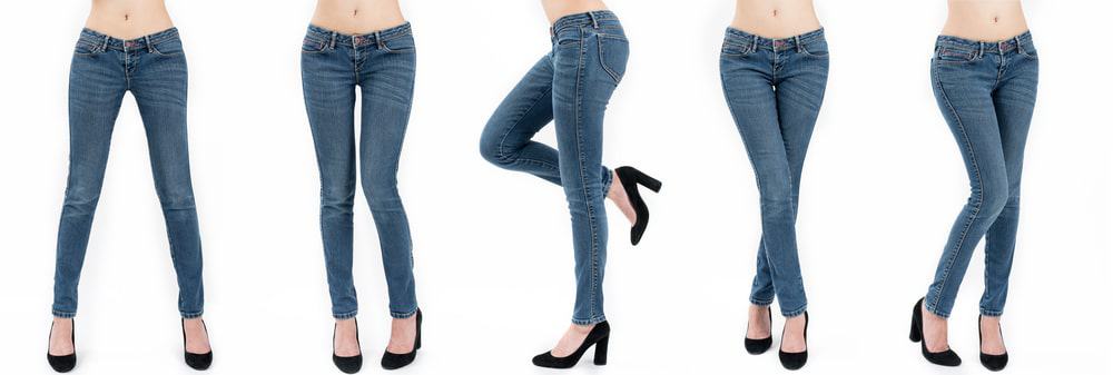 A woman modelling a pair of tight jeans.