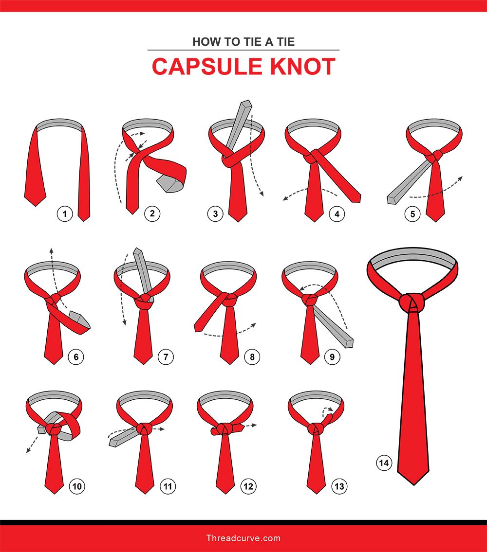 How to tie a capsule tie know (illustration)