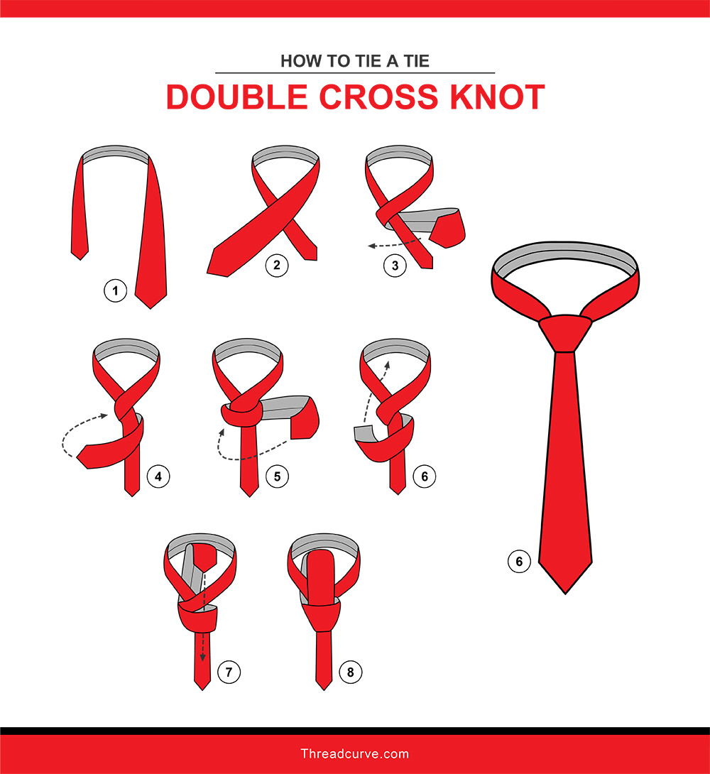 How to tie a double cross knot (illustration)