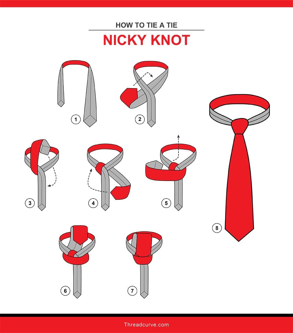 How to tie a Nicky Knot tie (Illustration)