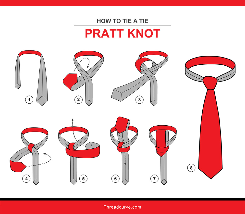 how to tie a Pratt tie knot (Illustration)
