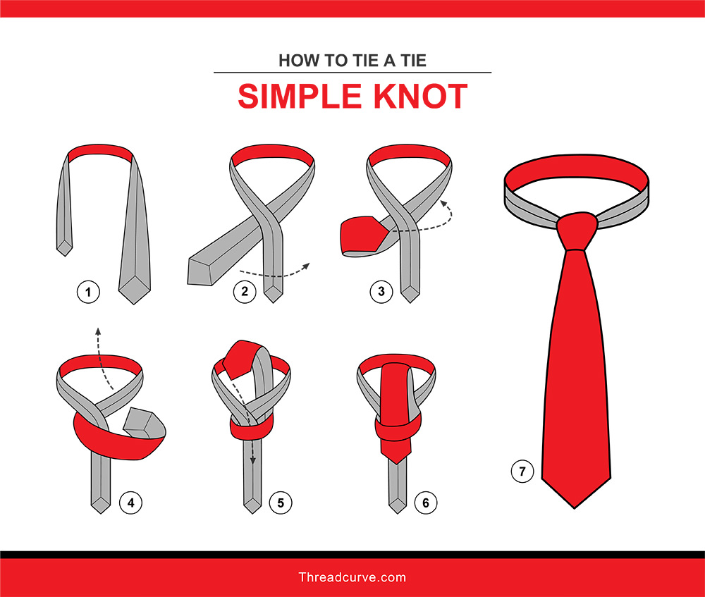 How to tie a simple tie knot (illustration)