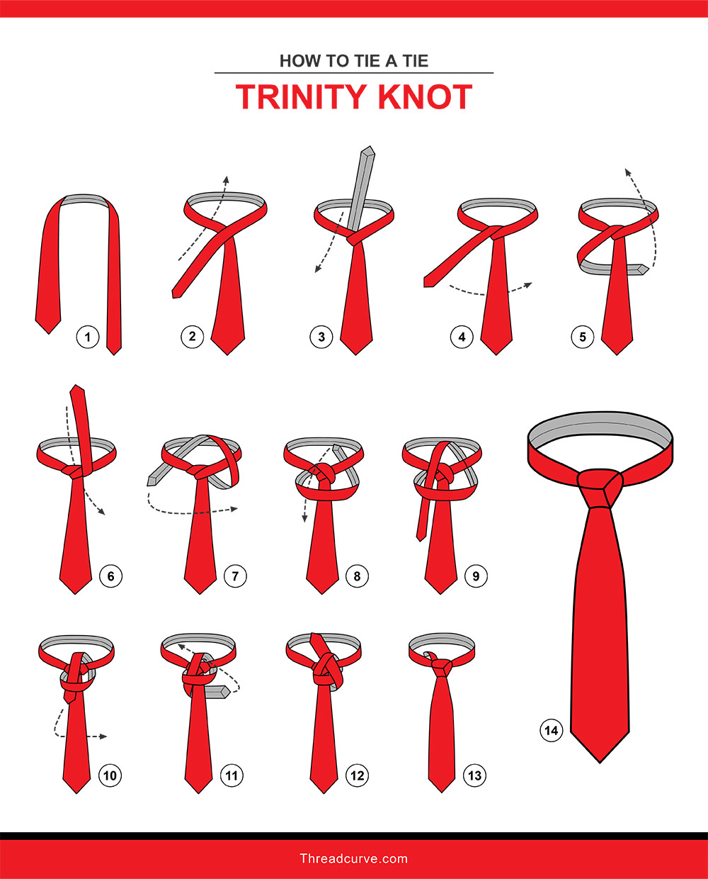 How to tie a trinity tie know (illustration)
