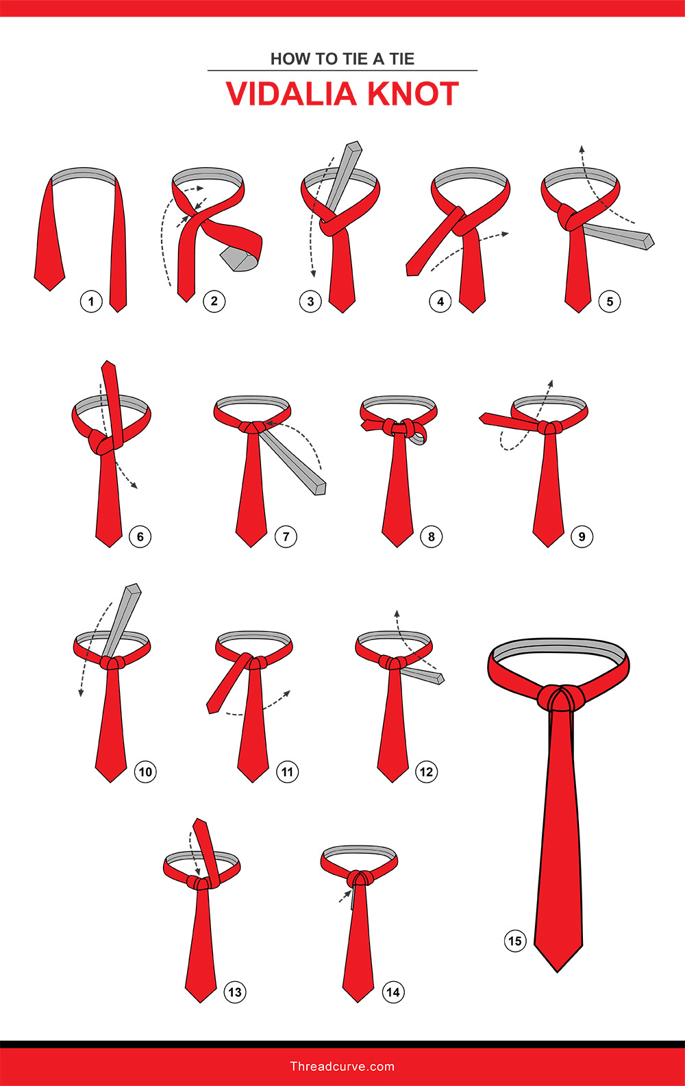 How to tie a Vidalia tie knot (illustration)