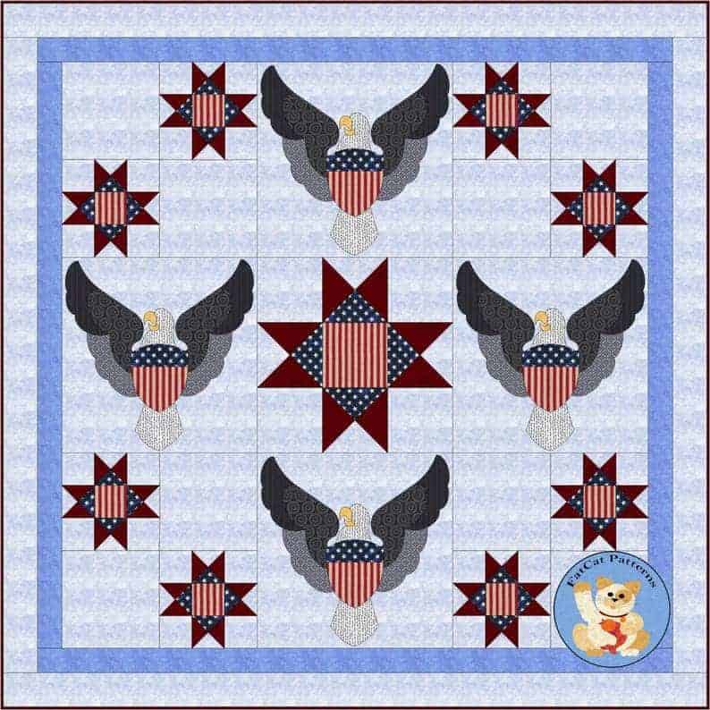 A look at the pattern of an American Valor quilt from Etsy.