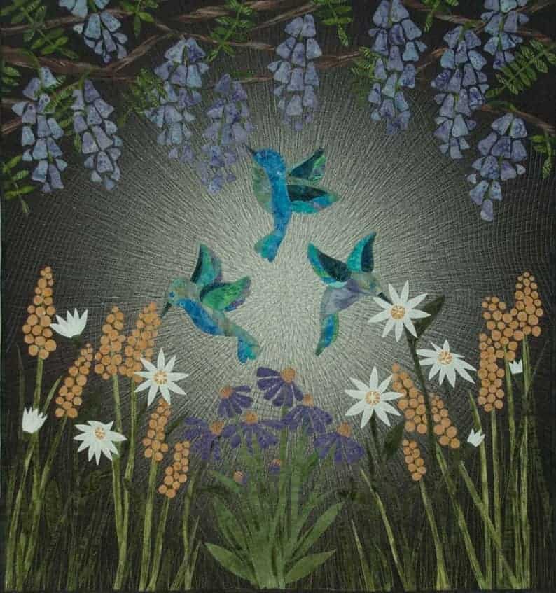 A hummingbird garden wall quilt from Etsy.