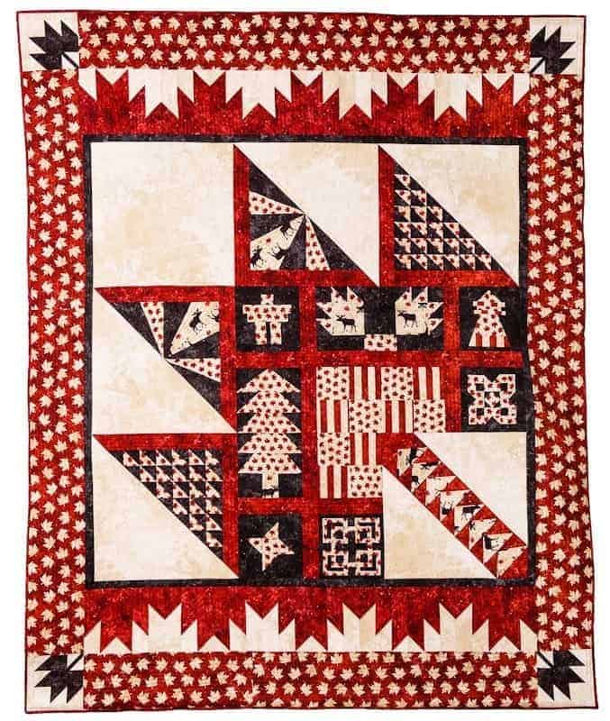 A colorful Canadian Sesquicentennial Quilt from Quilts by Jen.