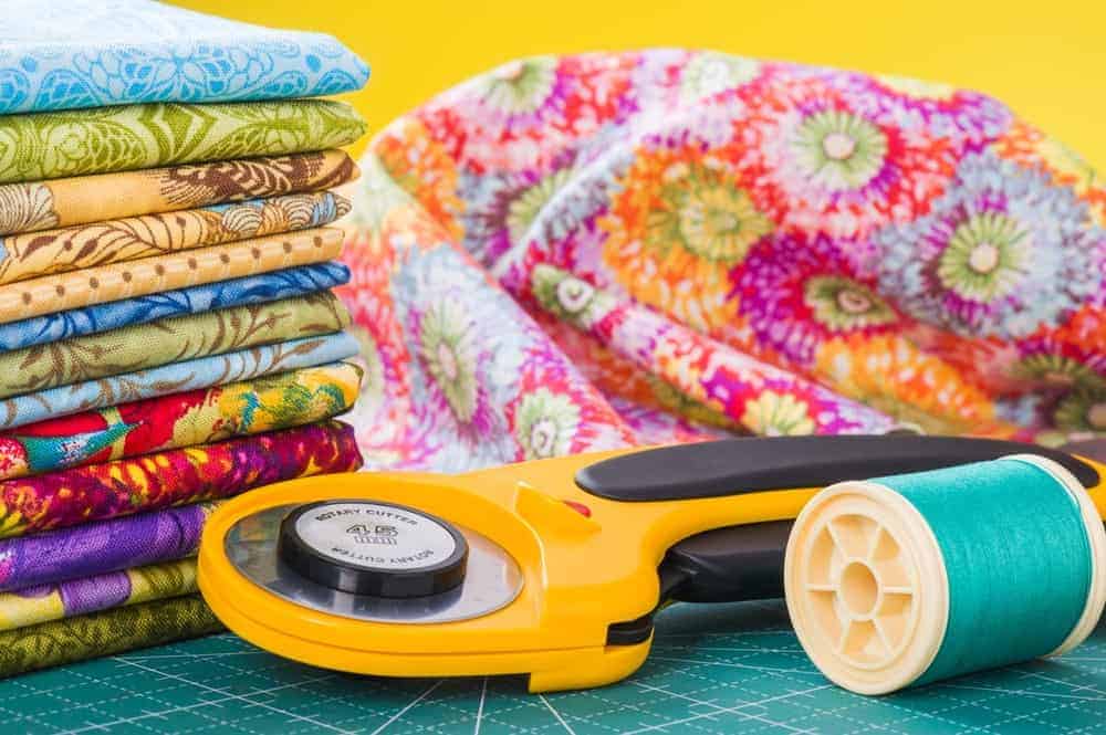 Quilts and the tools for making them.