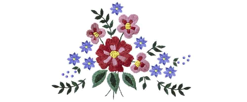 A close look at some floral embroidery work.