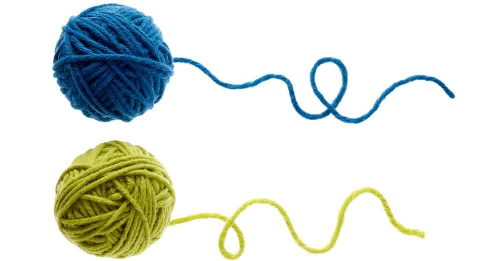A blue and green ball of yarn.