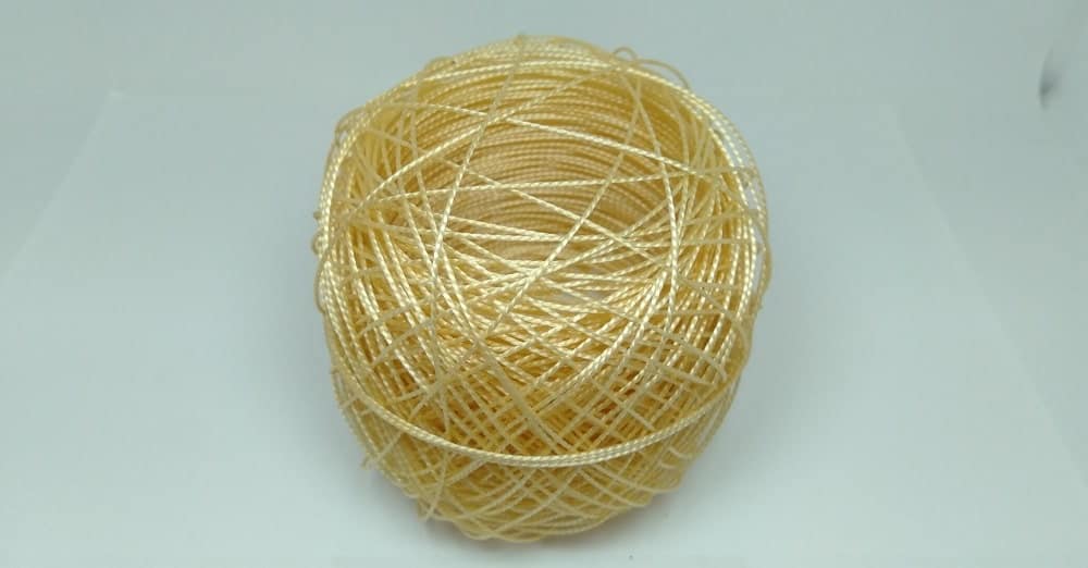 A close look at a ball of nylon yarn.