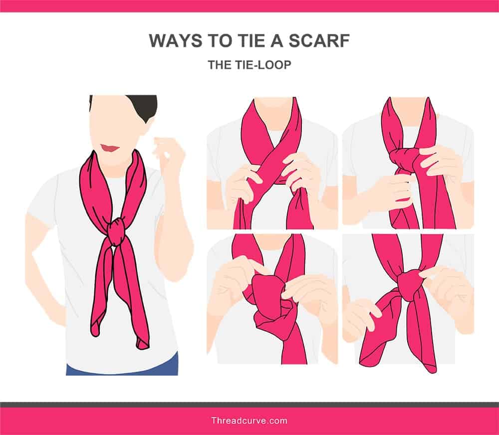 Illustration of the tie-loop way to tie a scarf.