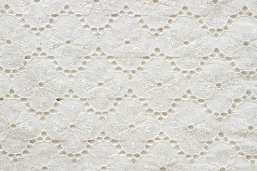 White embroidered fabric