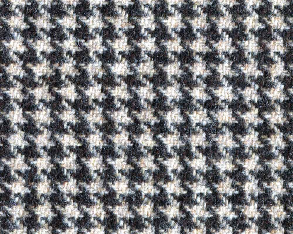 Wool fabric in houndstooth pattern.