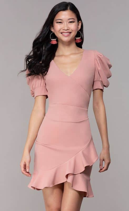The Short Melon Sleeve Wedding-Guest Party Dress from Simply Dresses.