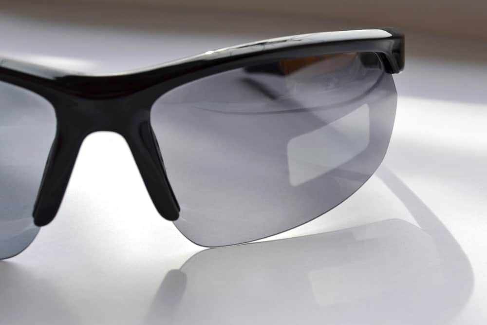 This is a close look at a pair of riding sunglasses with Photochromic Lenses.