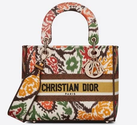 The Medium D-Lite Handbag in yellow multicolor from Dior.