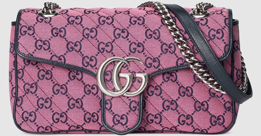 The pink GG Marmont small shoulder bag from Gucci.