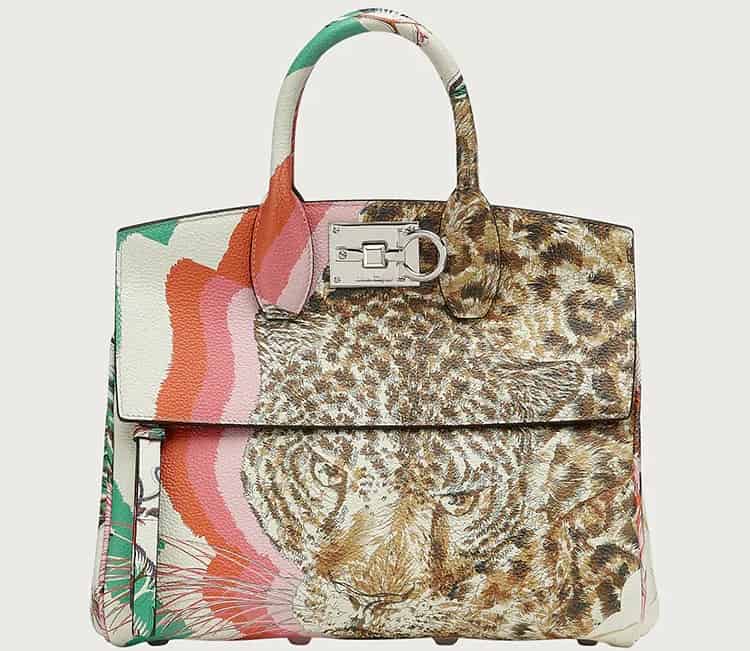 The Studio handbag with jaguar print from Salvatore Ferragamo.