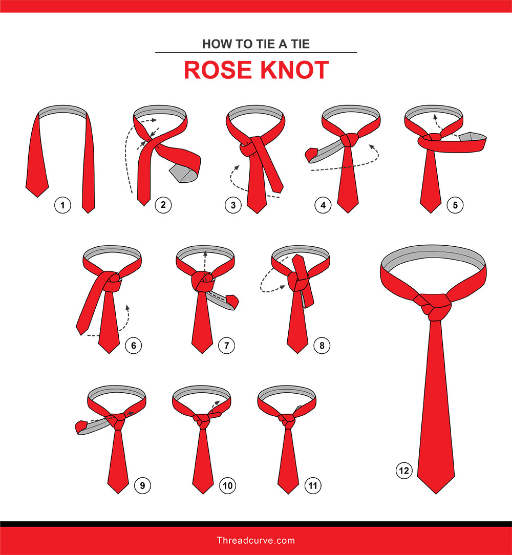 How to tie a rose tie knot (illustration)