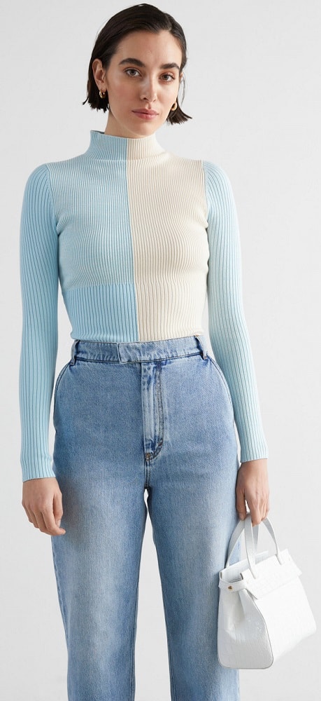 The Mock Neck Colour Block Rib Sweater from & Other Stories.