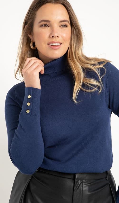 The Button Cuff Turtleneck Sweater from Eloquii.