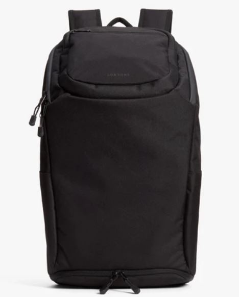 The Hakuba recycled poly onyx backpack from Lo and Sons.