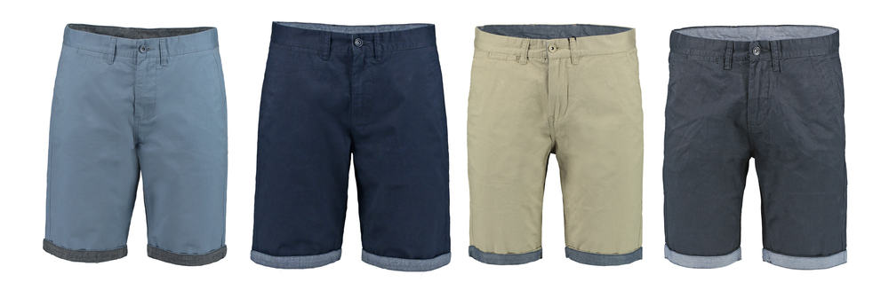 This is a close look at various different Bermuda shorts.