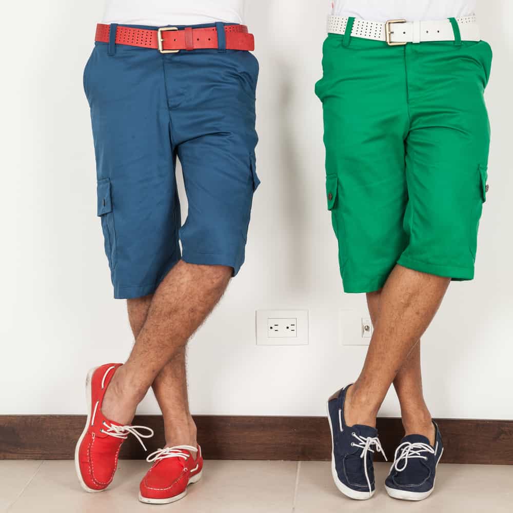 This is a close look at two men wearing hybrid shorts.