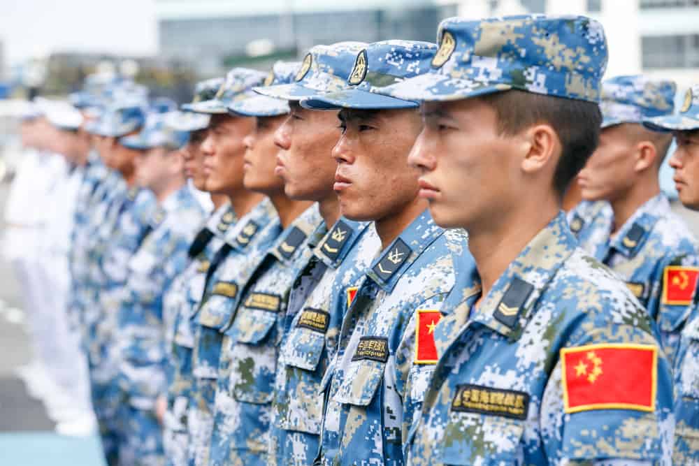 Soldiers wearing ocean digital camouflage uniforms.