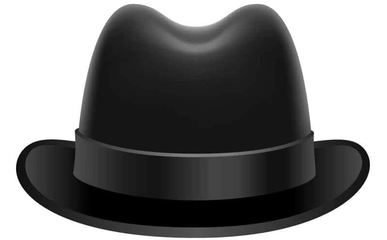 A vector illustration of a black homburg hat.