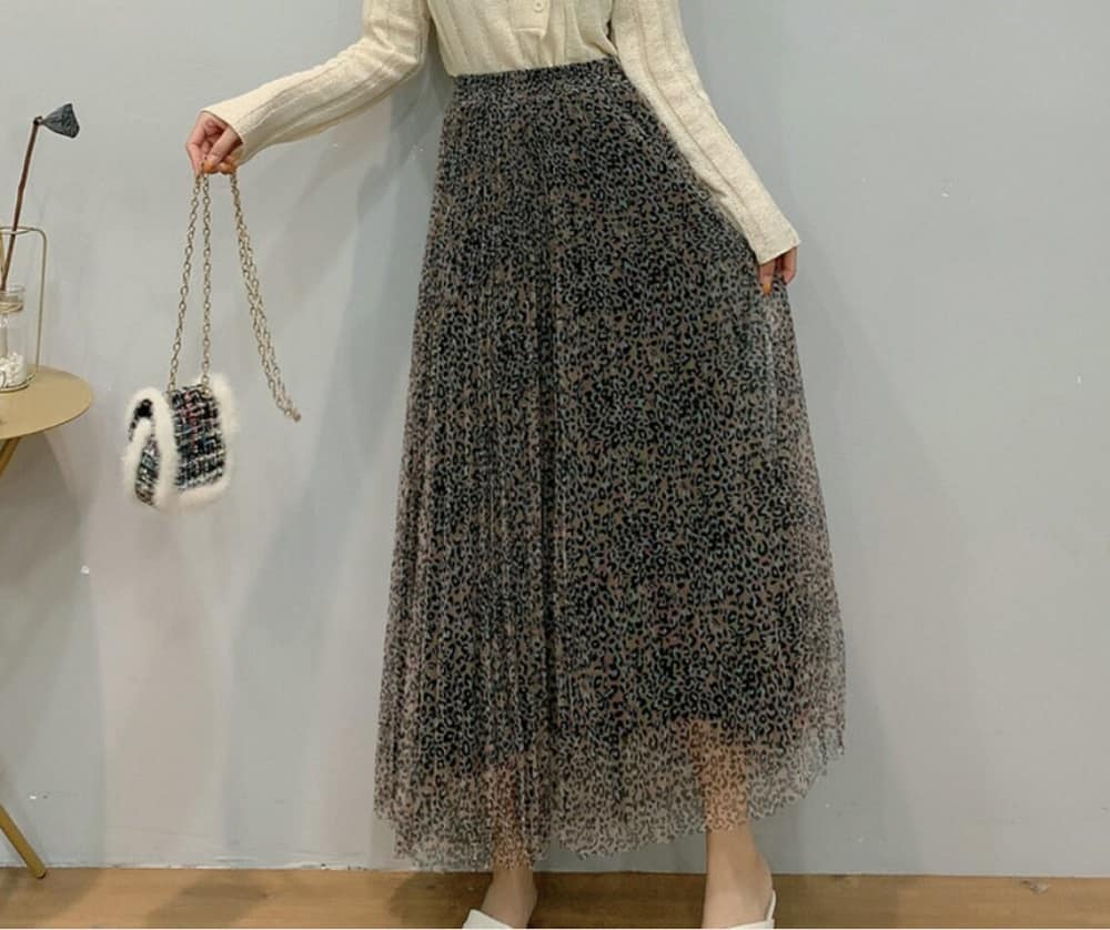 This is the retro leopard-print mesh skirt Autumn Winter women, Boho Maxi Skirt from Etsy.